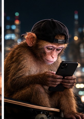 Monke checking phone